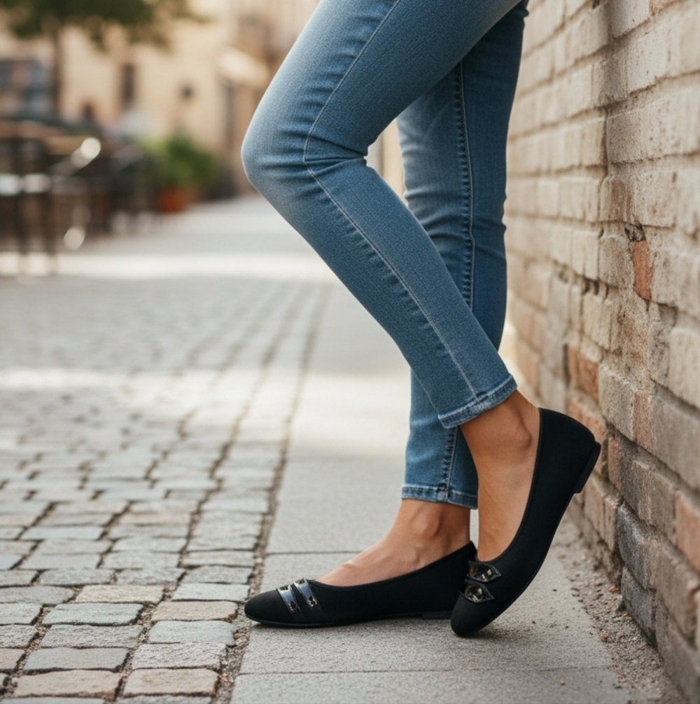 Sophia Taylor Classic Black Ballet Flats with Bow
